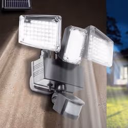 IDMARKET Projecteur solaire 3 têtes 178 LED détecteur de mouvement