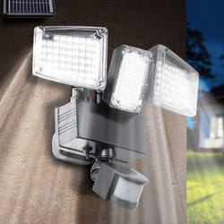 IDMARKET Projecteur solaire 3 têtes 178 LED détecteur de mouvement