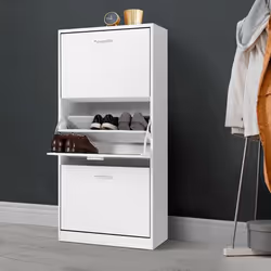 IDMARKET Meuble à chaussures 18 paires KLARK 3 portes blanc