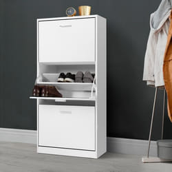 IDMARKET Meuble à chaussures 18 paires KLARK 3 portes blanc