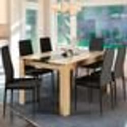 IDMARKET Table à manger rectangle GEORGIA 6 personnes imitation hêtre et noire 140 x 90 cm