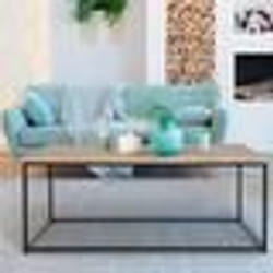 IDMARKET Table basse rectangulaire DETROIT 113 cm design industriel bois et métal
