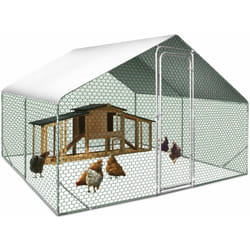 Enclos poulailler Idmarket 9 m² parc grillagé - 3x3 m - Acier galvanisé - Naturel