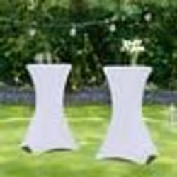 IDMARKET Lot de 2 tables hautes pliantes 105 CM et 2 housses blanches