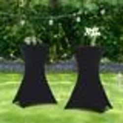 IDMARKET Lot de 2 tables hautes pliantes 105 CM et 2 housses noires