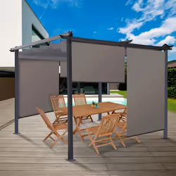 IDMARKET Lot de 3 stores enrouleurs L.124 x H. 225 CM pour pergola taupe