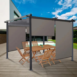 IDMARKET Lot de 3 stores enrouleurs L.124 x H. 225 CM pour pergola taupe