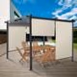 IDMARKET Lot de 3 stores enrouleurs L.124 x H. 225 CM pour pergola écru