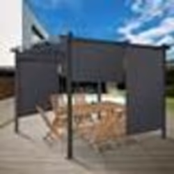 IDMARKET Lot de 3 stores enrouleurs L.124 x H. 225 CM pour pergola gris anthracite