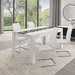 IDMARKET Lot de 4 chaises de salle à manger MIA pieds chromés blanc
