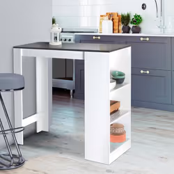 IDMARKET Table de bar BARTH 2 à 4 personnes bois blanc plateau gris