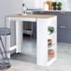 IDMARKET Table de bar BARTH 2 à 4 personnes bois blanc plateau façon hêtre
