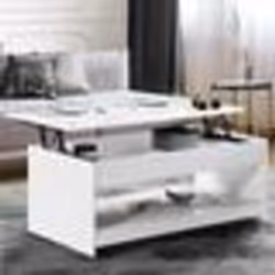 IDMARKET Table basse rectangulaire plateau relevable SOA bois blanc