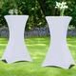 IDMARKET Lot de 2 housses blanches pour table haute pliante 105 CM