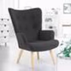 IDMARKET Fauteuil scandinave IVAR en tissu gris anthracite