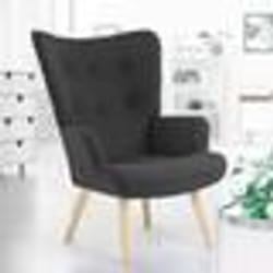 IDMARKET Fauteuil scandinave IVAR en tissu gris anthracite