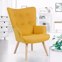 IDMARKET Fauteuil scandinave IVAR en tissu jaune