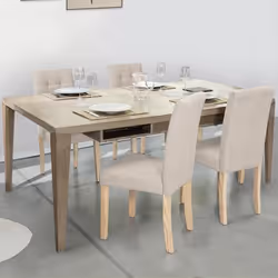 IDMARKET Lot de 4 chaises POLGA capitonnées beiges pour salle à manger