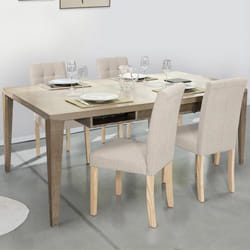 IDMARKET Lot de 4 chaises POLGA capitonnées beiges pour salle à manger