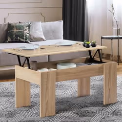 IDMARKET Table basse plateau relevable rectangulaire TARA bois imitation hêtre