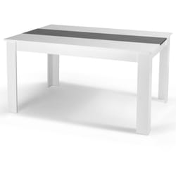 Table à manger rectangle georgia 6 personnes blanche et grise 140 x 90 cm