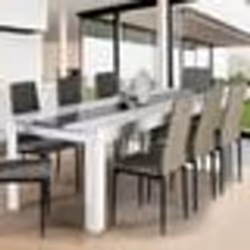 IDMARKET Table à manger rectangle GEORGIA 8 personnes blanche et grise 160 x 90 cm