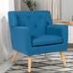IDMARKET Fauteuil scandinave LIV en tissu bleu canard