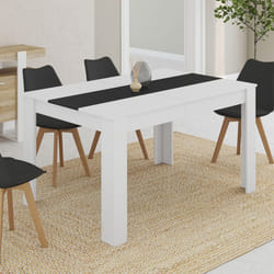 Table à manger rectangle fixe - IDMARKET - GEORGIA - Blanc et noir - 6 personnes - 140 cm