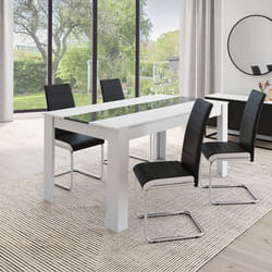 IDMARKET Lot de 4 chaises de salle à manger MIA pieds chromés noir