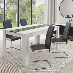 IDMARKET Lot de 4 chaises de salle à manger MIA pieds chromés gris