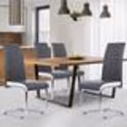 IDMARKET Lot de 4 chaises MIA grises liseré blanc pour salle à manger