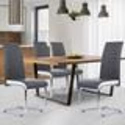 IDMARKET Lot de 4 chaises MIA grises liseré blanc pour salle à manger