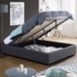 IDMARKET Lit coffre double MIAMI avec sommier 140 x 190 cm PVC gris