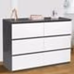 IDMARKET Commode 6 tiroirs TOMI 110 cm bois gris et blanc