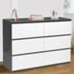 IDMARKET Commode 6 tiroirs TOMI 110 cm bois gris et blanc