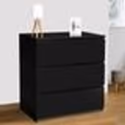 IDMARKET Commode 3 tiroirs TOMI 78 cm bois noir