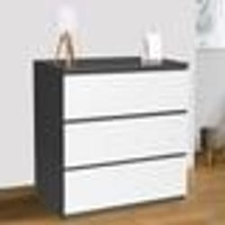 IDMARKET Commode 3 tiroirs TOMI 78 cm bois gris et blanc