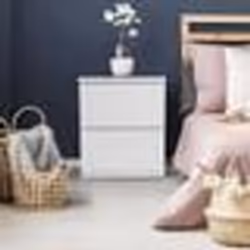 IDMARKET Lot de 2 tables de chevet TOMI 2 tiroirs bois blanc