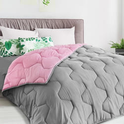 IDMARKET Couette 220x240 CM ABBY bicolore rose et gris 300 gr