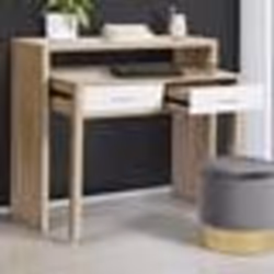IDMARKET Bureau extensible MAX façon hêtre et blanc