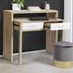 IDMARKET Bureau extensible MAX façon hêtre et blanc
