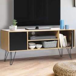 ID MARKET meuble tv NOEMI 2 portes 113 cm noir à poser