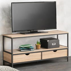 ID MARKET meuble tv DETROIT 2 tiroirs 113 cm naturel à poser