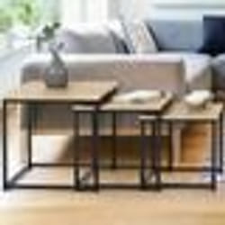 IDMARKET Lot de 3 tables basses gigognes DETROIT 35/40/45 design industriel