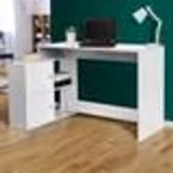 IDMARKET Bureau dangle en forme de L BOB avec portes blanc