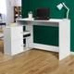IDMARKET Bureau dangle en forme de L BOB avec portes blanc