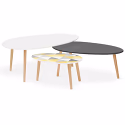 Description générale Apportez une touche contemporaine à votre salon avec ce lot de 3 tables basses gigognes laquées, disponi ...