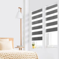IDMARKET Lot de 2 stores enrouleurs zébrés jour nuit l.40 x H. max 170 CM gris