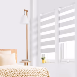 IDMARKET Lot de 2 stores enrouleurs zébrés jour nuit l.45 x H. max 170 CM blancs
