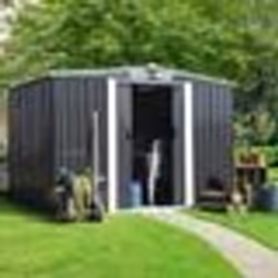IDMARKET Abri de jardin 53 M² gris en acier galvanisé avec base